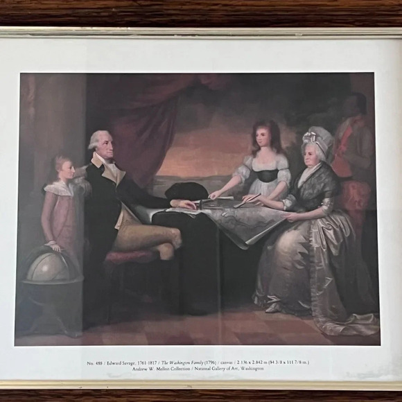 The Washington Family by Edward Savage Vintage MCM Art Print Framed 16" x 13" - Picture 2 of 5